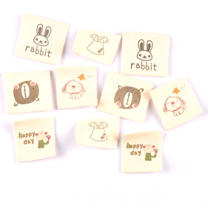 Baby Clothing Labels - Étiquette tissée en coton beige pour